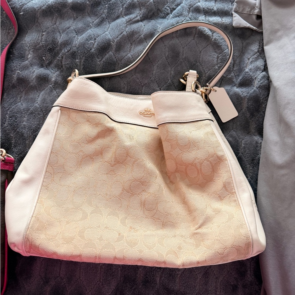 Coach Pale Pink Signature Hobo Shoulder Bag